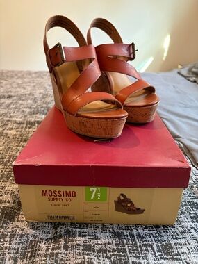 Mossimo Supply Co. Julie Cognac Cork Platform Wedge Sandals